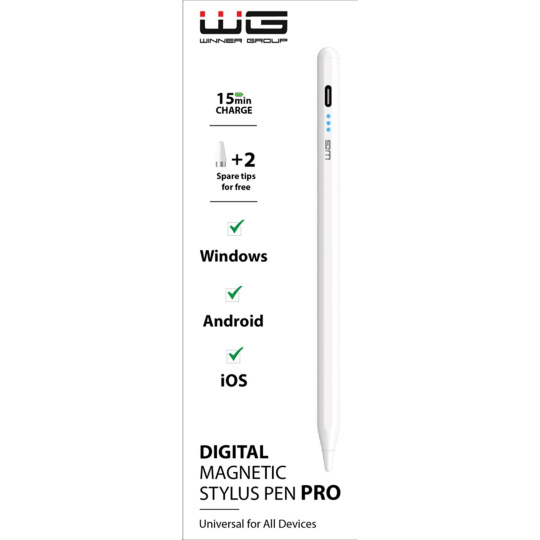 WG - Univerzální pero WG Stylus Pro s magnetickým uchycením / white