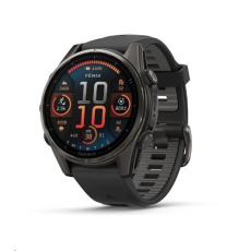 Garmin fenix® 8 – 43 mm, AMOLED, Sapphire, Carbon grey DLC titanium, Black / Pebble grey se silikonovým řemínkem, EU