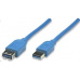 MANHATTAN Kabel USB 3.0 A-A prodlužovací 1m, modrý