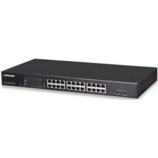 Intellinet 24-Port PoE Web-Managed Gigabit Switch with 2 SFP Ports (180 W), 24 PoE+/PoE ports 802.3at/af