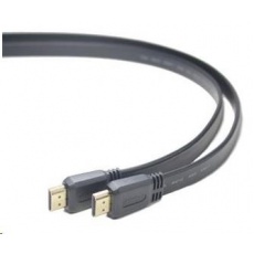 PREMIUMCORD HDMI High Speed + Ethernet plochý kabel, zlacené konektory, 2m