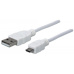 MANHATTAN Kabel propojovací USB 2.0 A Male / Micro-B Male, 1m, bílý