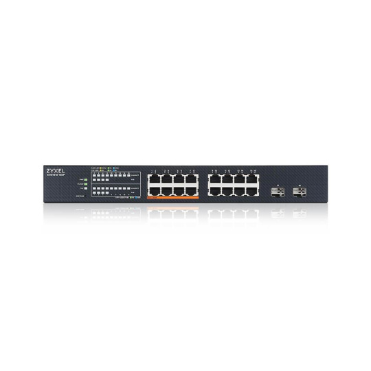 Zyxel XMG1915-18EP, 16-port 2.5GbE, 2 SFP+, 8 x PoE++ 180W  Smart Switch, hybird mode, standalone or NebulaFlex Cloud