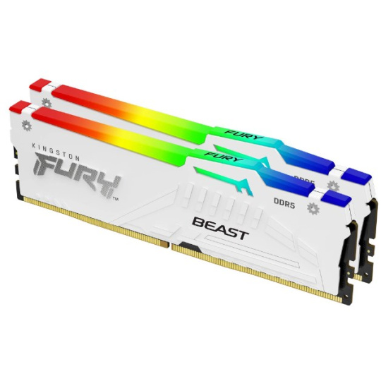 BAZAR KINGSTON DIMM DDR5 32GB (Kit of 2) 6000MT/s CL40 FURY Beast Bílá RGB XMP (ROZBALENO)