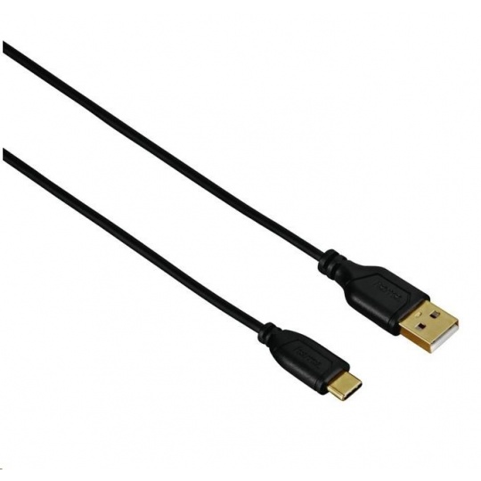 Hama USB-C kábel Flexi-Slim, typ A vidlica - typ C vidlica, 0,75 m, čierny
