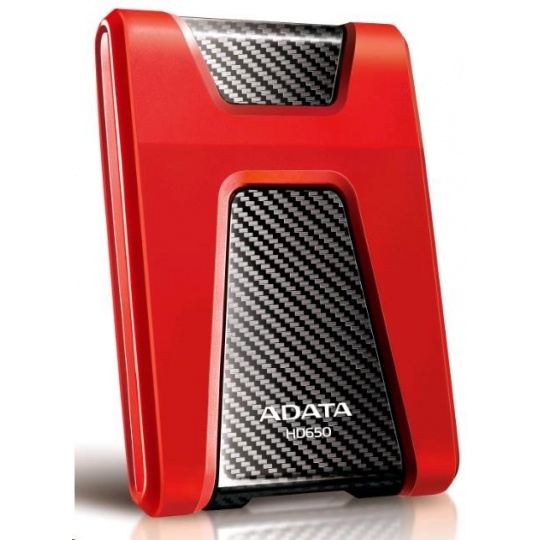 ADATA Externí HDD 1TB USB 3.1 DashDrive Durable HD650, červený (gumový, nárazu odolný)