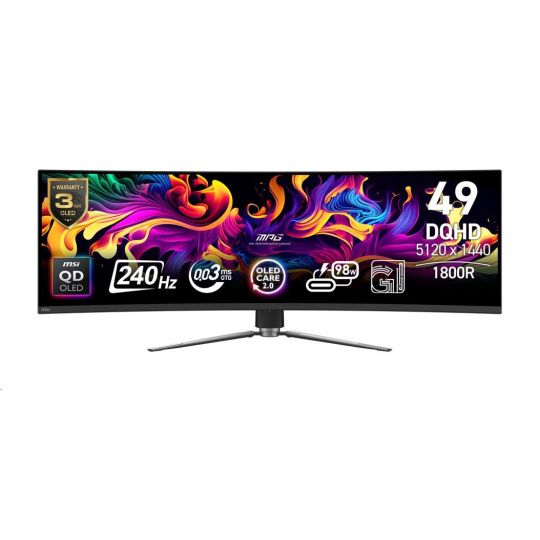 MSI LCD MPG 491CQPX QD-OLED, 49", 5120x1440, QD-OLED, 0,03ms, VESA 100x100, Black MSI LCD MPG 491CQPX QD-OLED, 49", 5120x1440, QD-OLED, 0,03ms, VESA 100x100, Black
