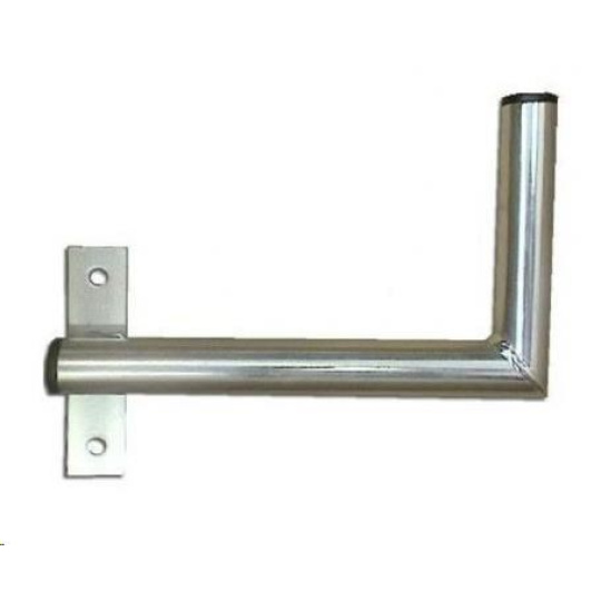 Držák antény na zeď u okna s pásem, levé uchycení, galvanický zinek, délka 25cm, průměr 3,2cm