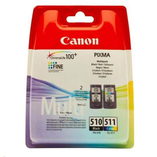 Canon CARTRIDGE PG-510/CL-511 PVP SEC pro PIXMA iP2700, MP230, 240, 250, 260, MP49x, MX320, 330 (220 str.)