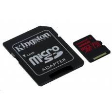 Kingston 128GB microSD XC Canvas React Card, 100R 80W UHS-I V30 A1 + SD adaptér Kingston 128GB microSD XC Canvas React Card, 100R 80W UHS-I V30 A1 + SD adaptér