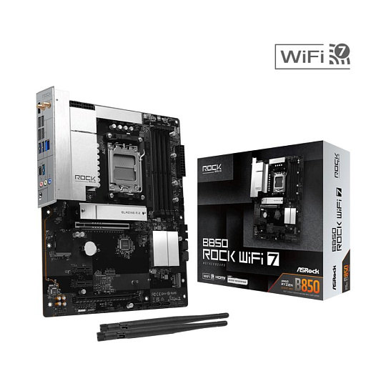 ASRock MB Sc AM5 B850 Rock WiFi 7,  AMD B850, 4xDDR5, 1xHDMI, WiFi, mATX