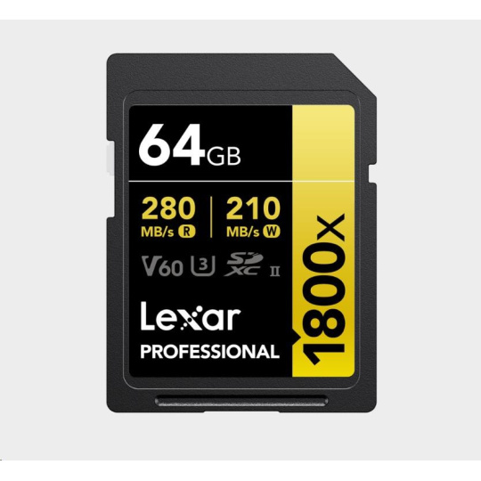Lexar SDXC Pro 1800x U3 UHS-II R280/W210 (V60) 64GB