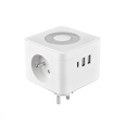 Viking síťový adaptér Y23L, 2x 230 V, 1x USB-A, 2x USB-C, dotykové světlo, bílá