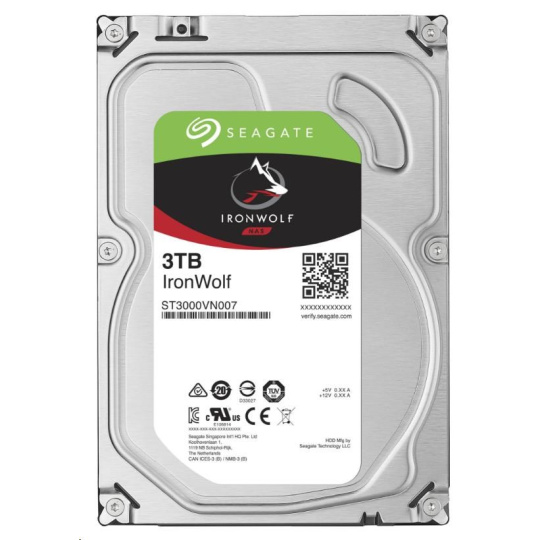 SEAGATE HDD 3TB IRONWOLF (NAS), 3.5", SATAIII, 5400 RPM, Cache 256MB