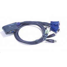 ATEN přepínač KVM 2-port VGA KVMP USB2.0, mini, audio, 0,9m kabely