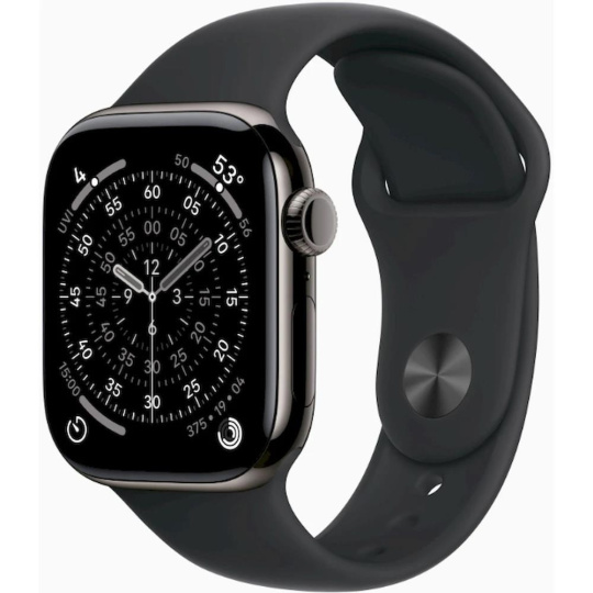 Apple Watch Series 11 GPS + Cellular 42mm Slate Titanium Case with Black Sport Band - M/L Apple Watch Series 11 GPS + Cellular 42mm Slate Titanium Case with Black Sport Band - M/L
