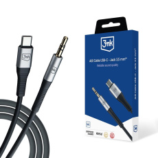 3mk audio kabel - AUX Cable USB-C - Jack 3,5 mm, 1m, černá