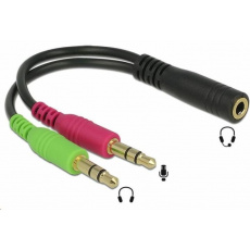 PREMIUMCORD Adaptér 4pólový jack3,5mm pro sluchátka a mikrofon, 30cm