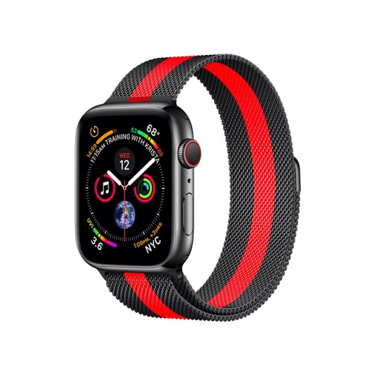 COTECi ocelový magnetický řemínek pro Apple Watch 42 / 44mm černá/červená