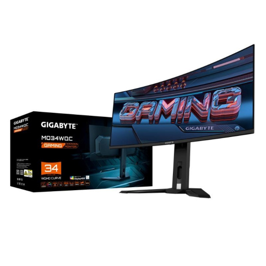 GIGABYTE LCD - 34" Gaming monitor MO34WQC, OLED, 3440 x 1440 WQHD, 175Hz, 1.5M:1, 250cd/m2, 0.03ms, 2xHDMI, 1xDP