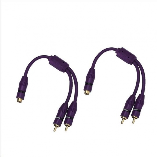 Hama Y-Adapter, 1 RCA (phono) Socket - 2 RCA Plugs, violet, set of 2 pces