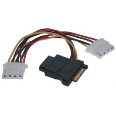 PREMIUMCORD Kabel SATA napájecí (Y) redukce -> 3x Molex 5,25" (16cm, rozdvojka)