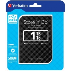 VERBATIM HDD 2.5"  1TB Store 'n' Go Portable Hard Drive USB 3.0, Black GEN II