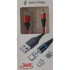 PREMIUMCORD Magnetický micro USB a USB-C nabíjecí a datový kabel 1m, červený PREMIUMCORD Magnetický micro USB a USB-C nabíjecí a datový kabel 1m, červený