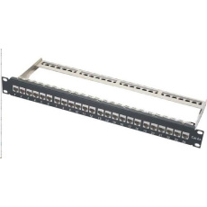 XtendLan Patch panel, 19'', 24 portů, vyjmutelné keystone, Cat6a, stíněný