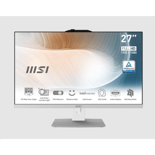 MSI AiO Modern AM272P 12M-810XEU, Intel i7-1255U, 27" FHD, 8GB, 512 GB SSD, Intel Iris Xe, no OS, White