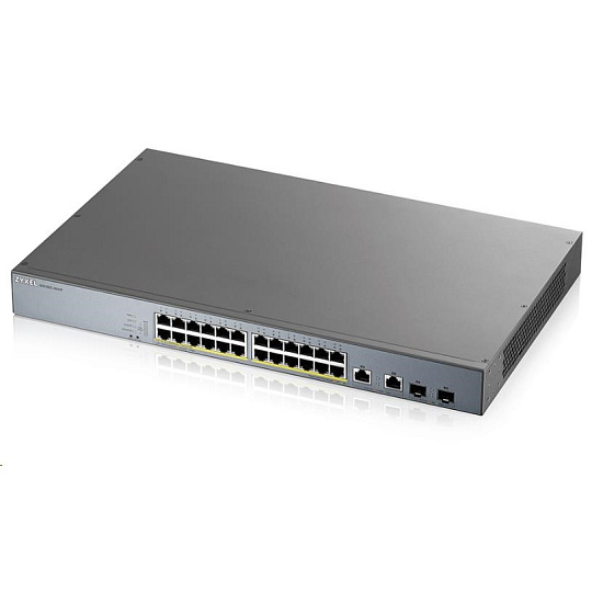 Zyxel GS1350-26HP 26 Port smart managed CCTV PoE switch, long range, 375W, 24x GbE, 2x combo RJ45/SFP - poškozený obal Zyxel GS1350-26HP 26 Port smart managed CCTV PoE switch, long range, 375W, 24x GbE, 2x combo RJ45/SFP - poškozený obal