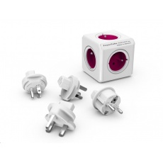Allocacoc PowerCube ReWirable + Travel Plugs, white/pink Allocacoc PowerCube ReWirable + Travel Plugs, white/pink
