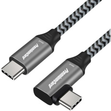 PREMIUMCORD Zahnutý kabel USB-C (USB 3.2 Gen 2, 3A, 60W, 20Gbit/s), hliníkové krytky konektorů, 1m