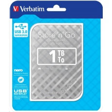 VERBATIM Externí HDD 1TB Store 'n' Go Portable Hard Drive USB 3.0, Silver GEN II