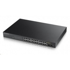 Zyxel GS1900-24HP v2 26-port Gigabit Web Smart PoE Switch, 24x gigabit RJ45, 2x SFP, PoE budget 170W