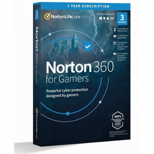 NORTON 360 FOR GAMERS 50GB CZ 1 uzivatel pro 3 zarizeni  na 1 rok BOX