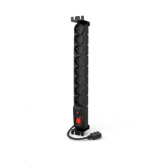 19" rozvodný panel ACAR 8x230V s IEC konektorem pro UPS, vypínač, indikátor napětí, přepěťová ochrana, kabel 5m