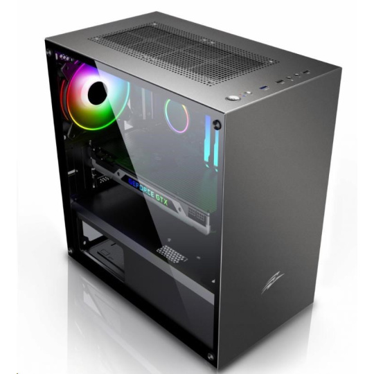 EVOLVEO M4, case mATX, 1x120mm PWM ventilátor, průhledná bočnice, černá