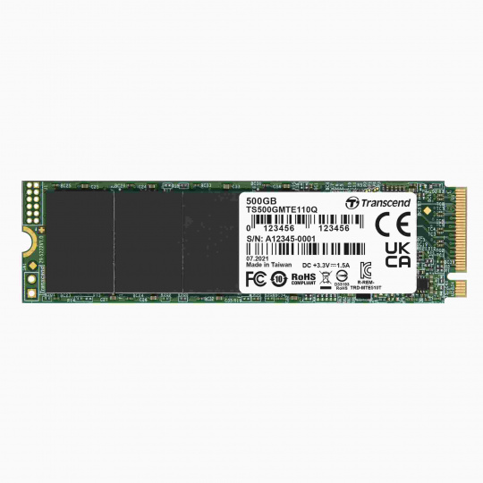 TRANSCEND SSD 110Q 500GB, M.2 2280, PCIe Gen3x4, NVMe, M-Key, QLC, DRAM-less