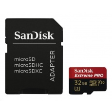 SanDisk MIcroSDHC karta 32GB Extreme PRO (100MB/s, Class 10 UHS-I V30) + adaptér