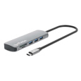 MANHATTAN Dokovací stanice USB-C 9v1, 1xHDMI, 2xUSB-C, 3xUSB, 1xRJ45, čtečka SD karet, šedá