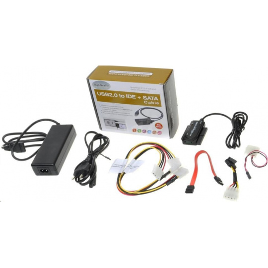 PREMIUMCORD USB 2.0 - IDE + SATA adapter s kabelem a přídavným zdrojem