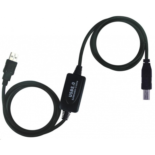 PREMIUMCORD USB 2.0 repeater a propojovací kabel A/M-B/M 20m