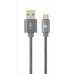 GEMBIRD Kabel USB 2.0 AM na Type-C kabel (AM/CM), 2m, metalická spirála, šedý, blister, PREMIUM QUALITY