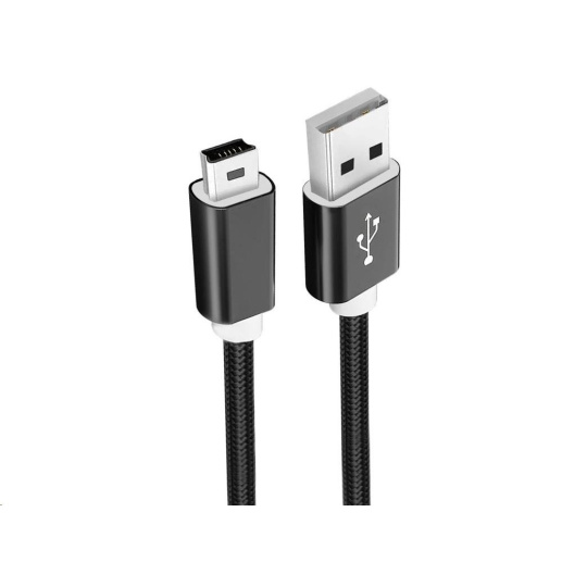 WG - Datový kabel USB Mini-B (5 pins)-USB-A / 1m / nylon braided / black WG - Datový kabel USB Mini-B (5 pins)-USB-A / 1m / nylon braided / black