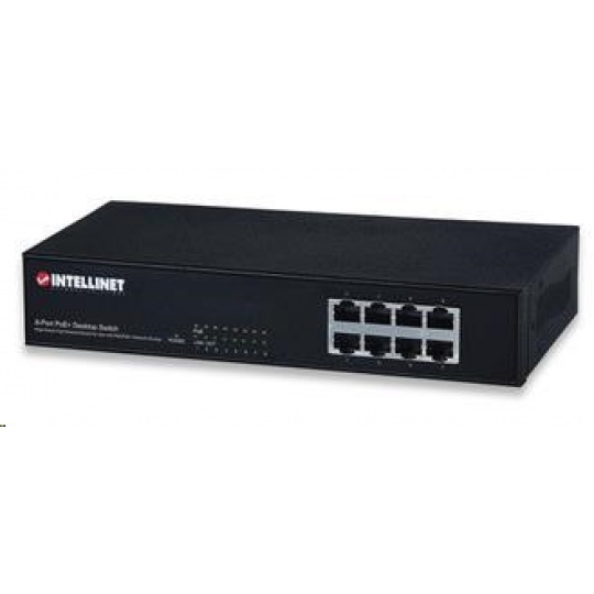 Intellinet 8-Port 10/100 PoE+ Switch, 66W PoE budget
