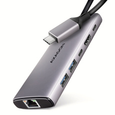 AXAGON HMC-6G2L, USB 10Gb/s hub, 2x USB-A, 1x USB-C, HDMI 4k/60, RJ-45, PD 100W, kabel USB-C 15cm AXAGON HMC-6G2L, USB 10Gb/s hub, 2x USB-A, 1x USB-C, HDMI 4k/60, RJ-45, PD 100W, kabel USB-C 15cm