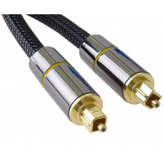 PremiumCord optický audio kabel Toslink, OD:7mm, Gold-metal design + Nylon, 0.5m