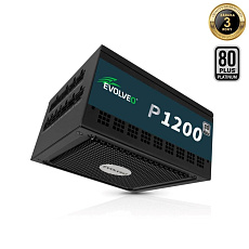 EVOLVEO P1200, zdroj 1200W, 80+ PLATINUM, ATX 3.1, aPFC, 140 mm ventilátor, plně modulární, 3 roky záruka, černý