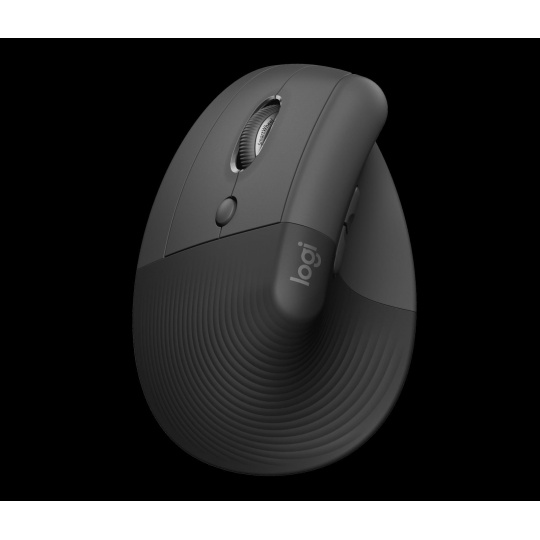 Logitech Lift Vertikální ergonomická myš pro Business, pro leváky, 2.4GHZ/BT, graphite/black